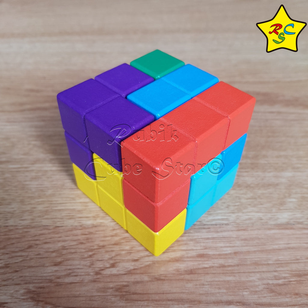 Rompecabezas cubo de madera 7 piezas store