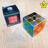 3x3 Metalizado Cubo Rubik Shengshou Metalico Speed + Base