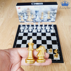 Ajedrez Mediano Magnetico Dorado Y Plateado Lujo De Chess