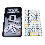 Domino 28 Fichas Color Doble 6 Juego Mesa Caja Metalica