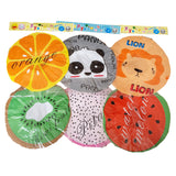 Set Gorros De Baño X6 Diseños Frutas Animales Leon Panda