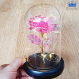 Rosa Eterna Rosada Tornasol Luces Led Alumbra Flor Regalo