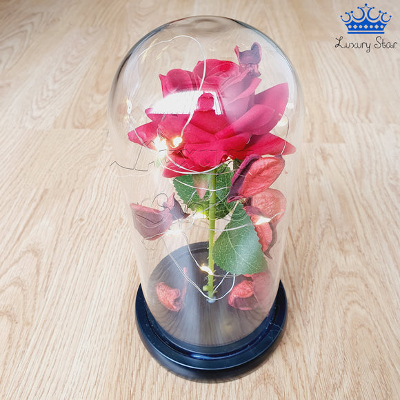 Rosa Eterna Roja Luz Led Alumbra Regalo Detalles Mujer