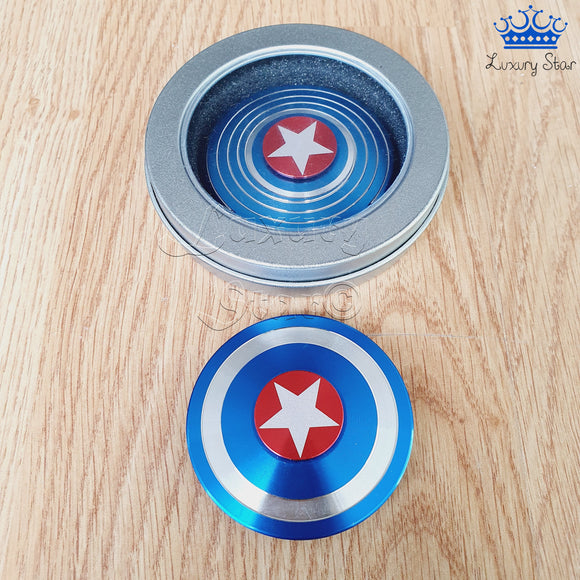 Spinner Capitan America Azul Metalico Escudo Spin Brillante