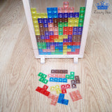 Juego Tangram Tetris De Mesa Real Fichas Colores + Tablero