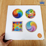Tangram Mosaico Circular Colores Madera Rompecabezas Espiral