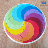 Tangram Mosaico Circular Colores Madera Rompecabezas Espiral