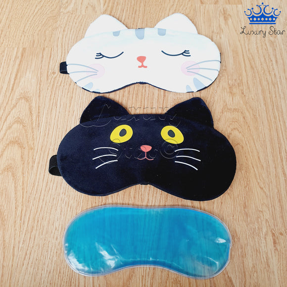 Tapa Ojos Gato Antifaz Para Dormir Anteojos Fieltro Gel Frio