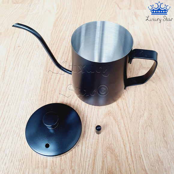 Tetera Cuello Ganso Acero Inoxidable Bebidas Negra Con Tapa