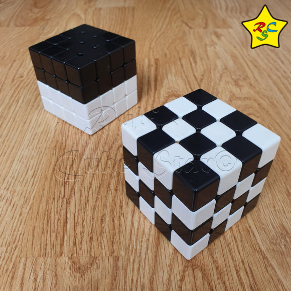 Cubo Rubik 4x4 Ajedrez Blanco Y Negro Ilusion Stickerless