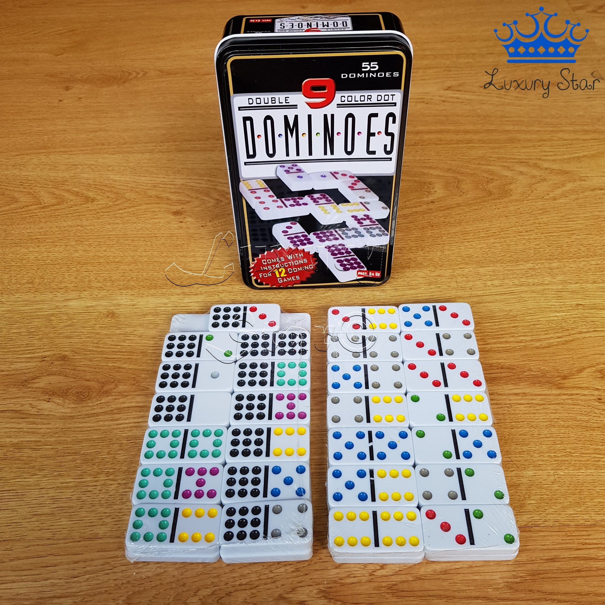 Domino 55 Fichas Color Doble 9 Juego Mesa Caja Metalica – Rubik Cube Star