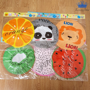Set Gorros De Baño X6 Diseños Frutas Animales Leon Panda