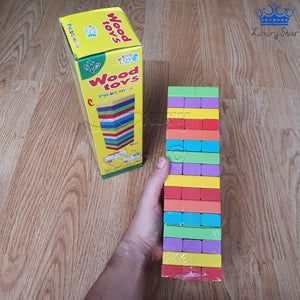 Jenga Madera Grande Apilar Bloques Numerico o Multicolor + Dados