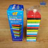 Torre Mini Jenga con Dado 54 Bloques Madera/Multi Color 15 x 5cm