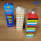 Torre Mini Jenga con Dado 54 Bloques Madera/Multi Color 15 x 5cm