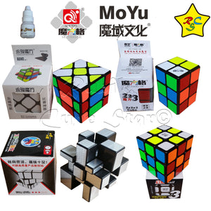 Pack Cubos Rubik Miror Plateado, Sail 3x3, 2x2x3, Fisher