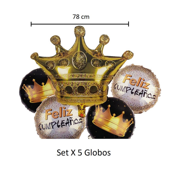 Globos Corona Set Rey Bombas Hombre Celebracion 87 Cm