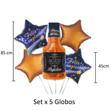 Globos Whisky Set X5 Bombas Celebracion Botella Estrella