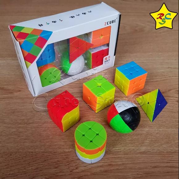 Kit Llaveros Cubo Rubik Esfera Piramide Mini Zcube 35mm -set X6