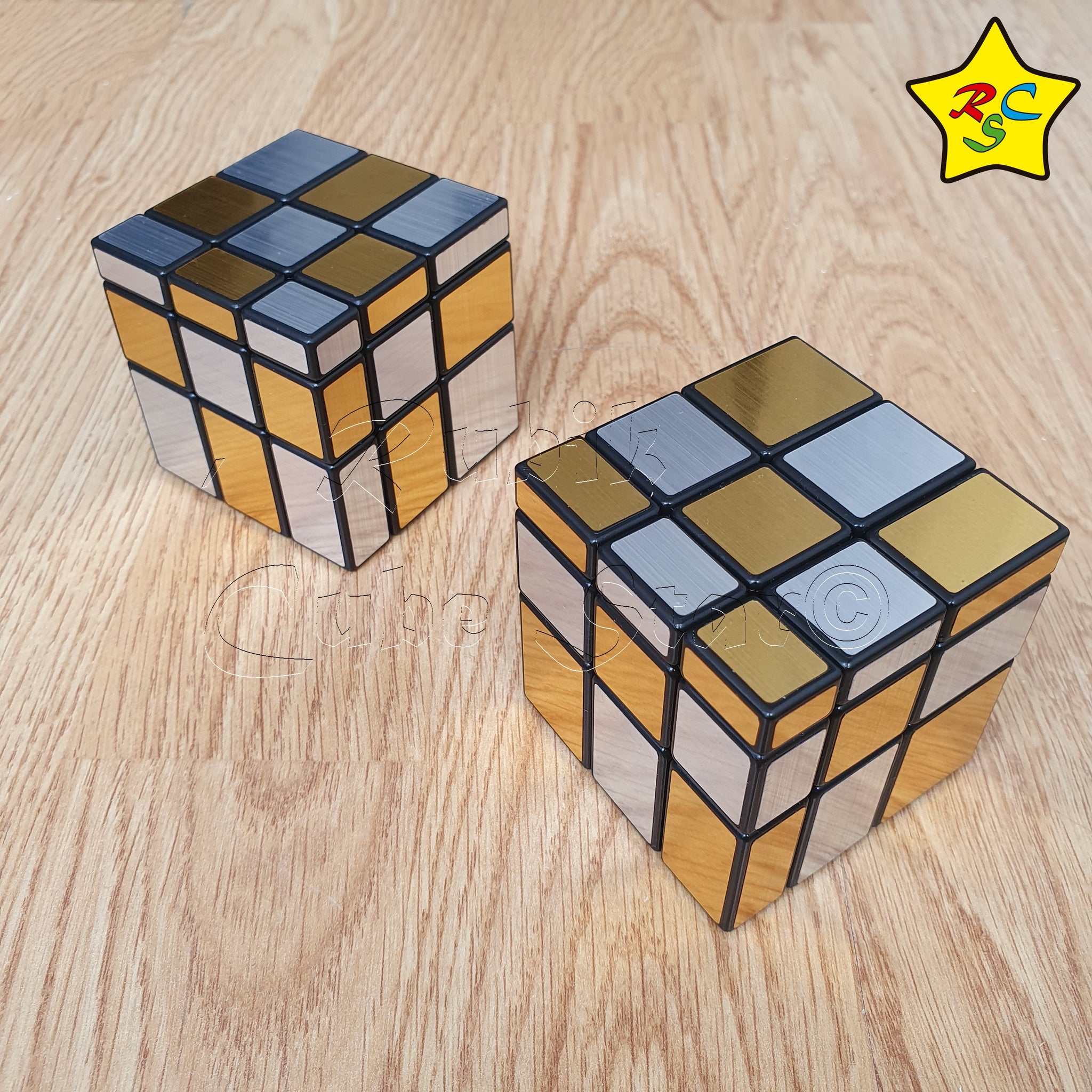 Cubo Rubik Mirror 3x3 Bicolor Mod Rcs Dorado Plateado Espejo Rubik