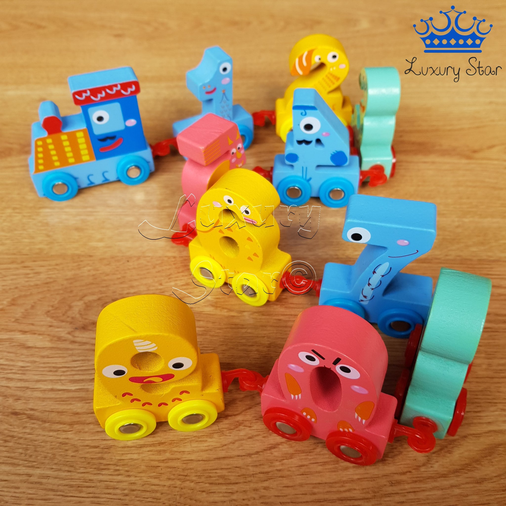 WOODENFUN Juego de tren de números para niños de 1, 2 y 3 años,  autos de juguete educativos para niños pequeños, juguetes de aprendizaje  Montessori para niños y niñas (verde) 