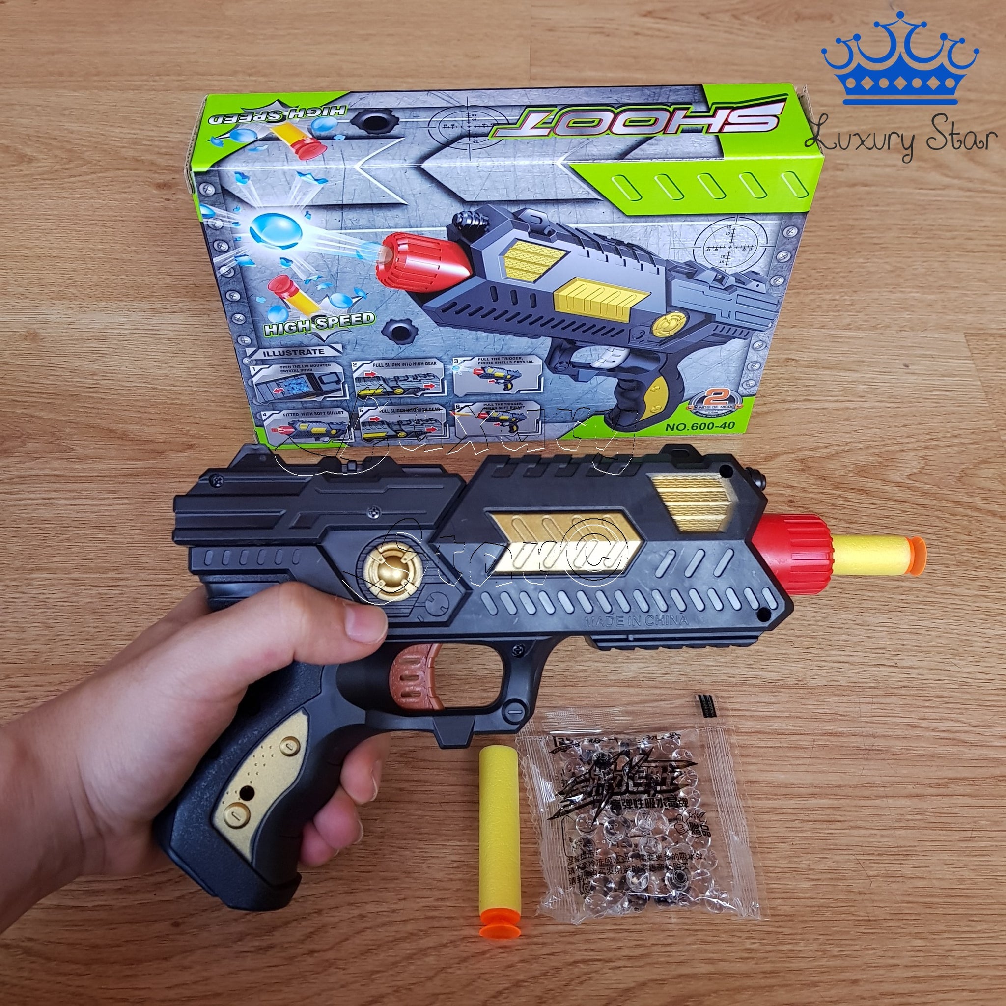 Pistola Didactica 2x1 Dardos Y Bolas Hidro Gel - Revolver – Rubik Cube Star